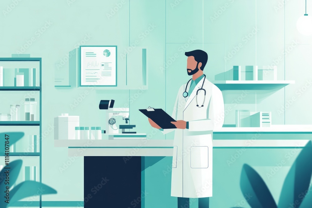 Doctor illustration in hospital, emergency room, healthcare services Doctor illustration in hospital, emergency room, healthcare services