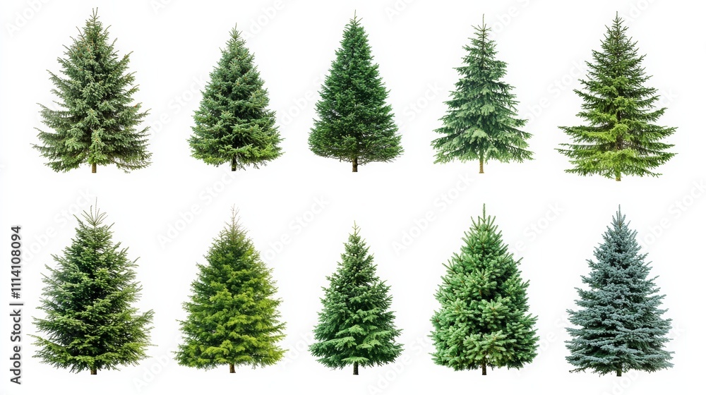 Obraz premium collection of christmas trees isolated with white background