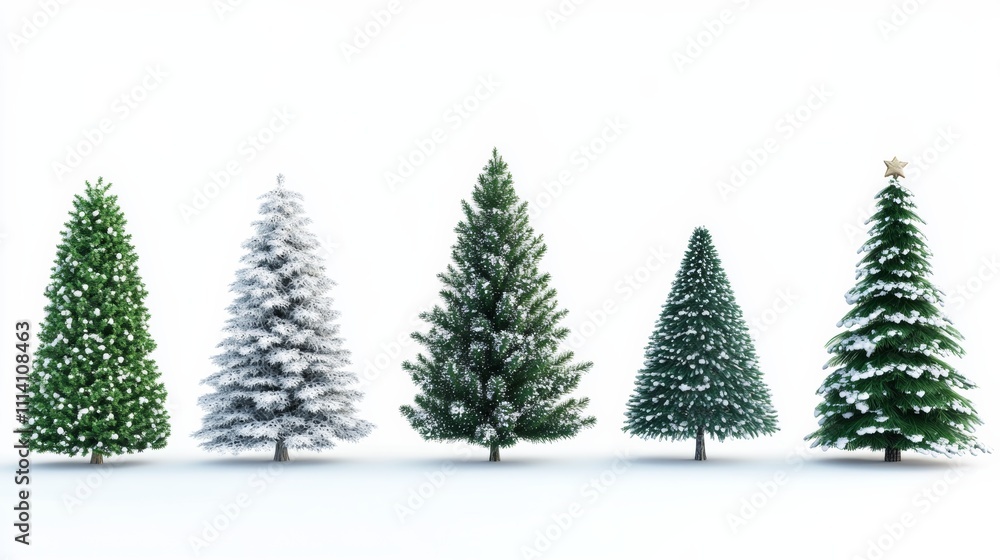 Fototapeta premium collection of christmas trees isolated with white background