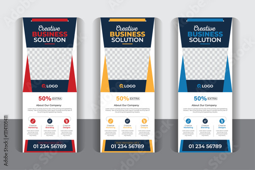 Business agency roll up pull up banner, x banner, signage advertising Colorful and Modern design.
