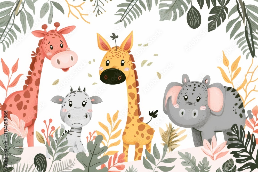 Obraz premium Playful animal mural for children's room decoration By Robert Kneschke