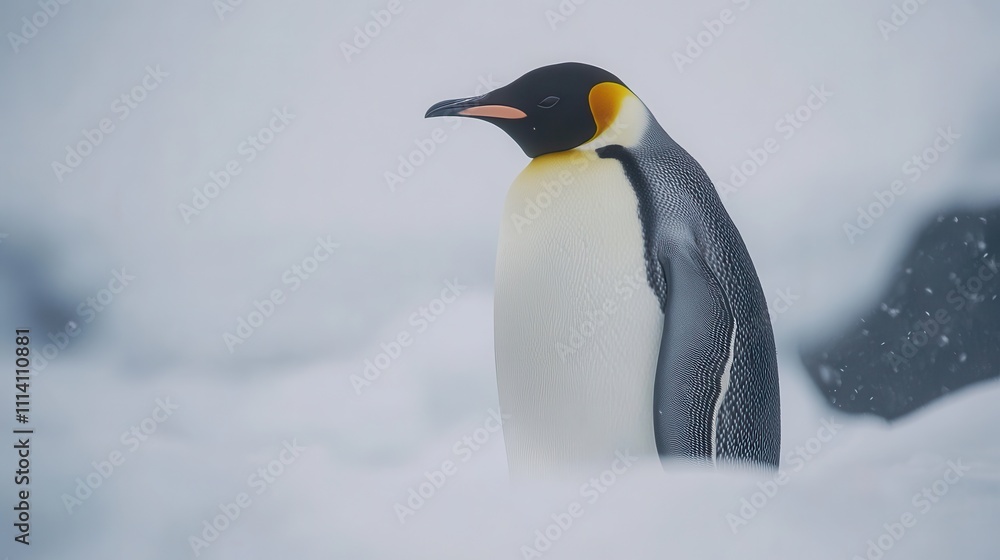 Fototapeta premium Majestic emperor penguin on white