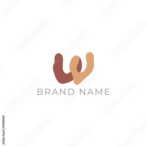 ILLUSTRATION LETTER UV HAND DRAWN SHAPE LOGO ICON FLAT BROWN GOLD PASTEL COLOR TEMPLATE SIMPLE MINIMALIST ELEMENT DESIGN SIMPLE VECTOR GOOD FOR APPS, BRAND 