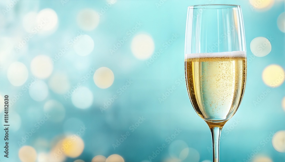Elegant Sparkling Wine Glass with Festive Bokeh Background – Perfect for Celebrations and Party Themes With Copy Space Elegant Sparkling Wine Glass with Festive Bokeh Background – Perfect for Celebrations and Party Themes With Copy Space
