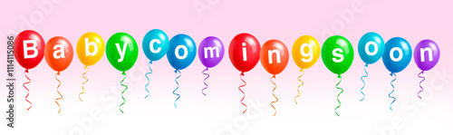 Bunte Luftballons baby coming soon