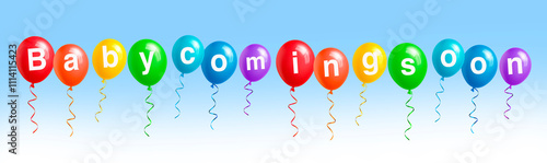 Bunte Luftballons baby coming soon