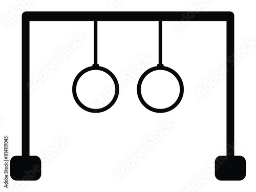 Gymnastic rings icon. Gymnastic rings for lessons sports exercises, isolated on white background. Vector illustration. EPS 10