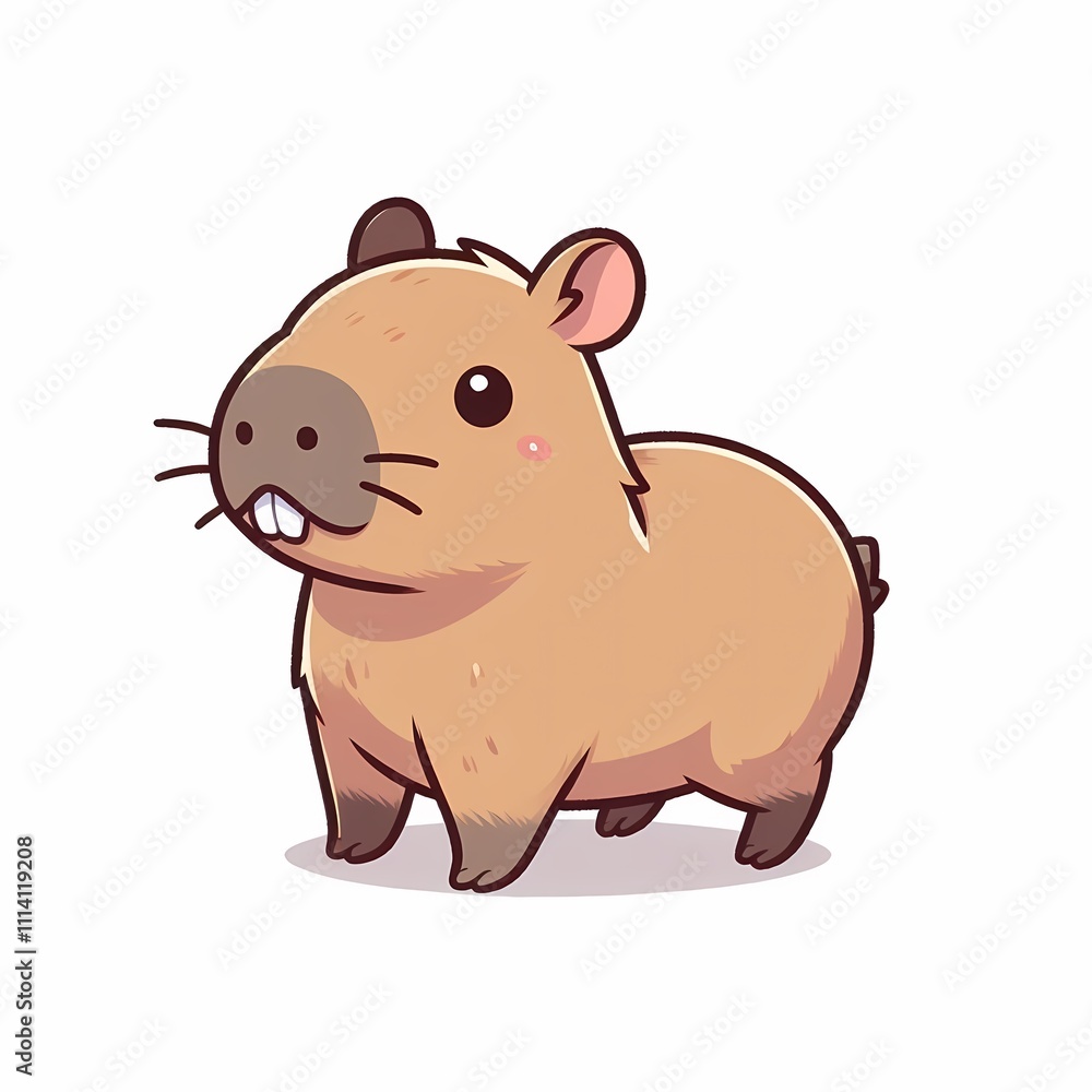 Chibi Capybara Illustration in Flat Style on White Background - Cute and Isolated Animal Art Chibi Capybara Illustration in Flat Style on White Background - Cute and Isolated Animal Art