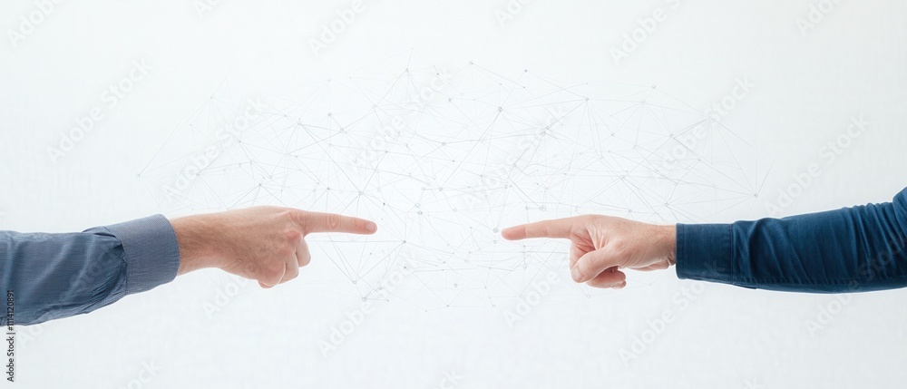 Obraz premium Two hands reaching out, symbolizing connection and communication.
