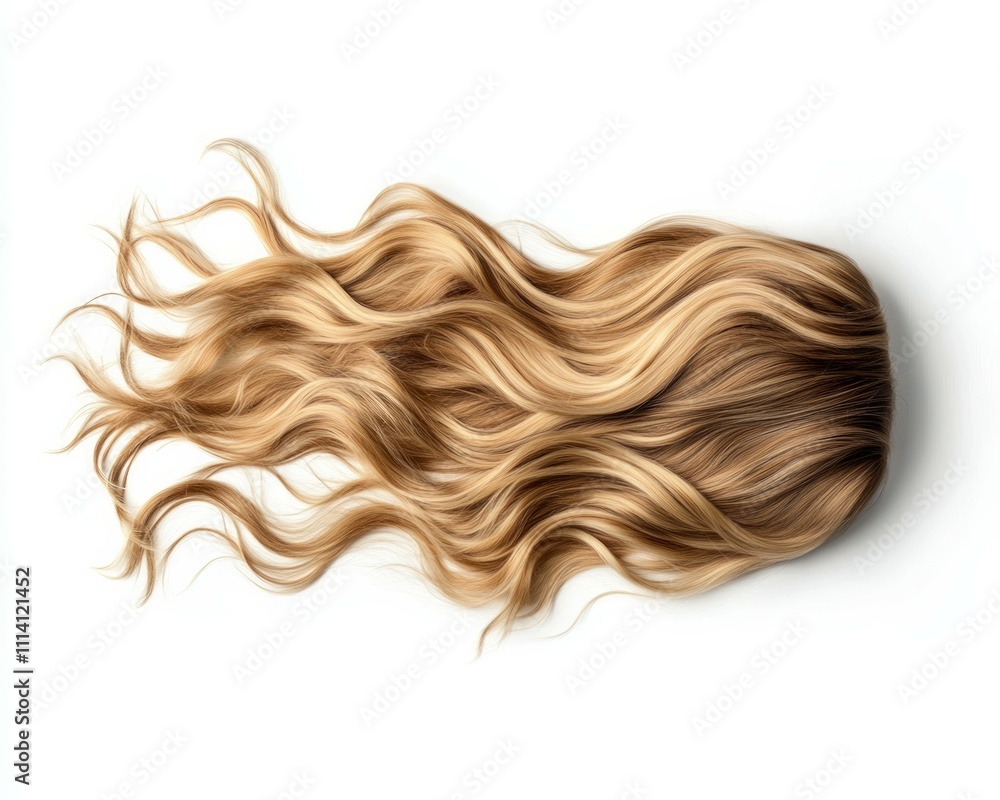 Fake blonde wavy hair on white background Fake blonde wavy hair on white background