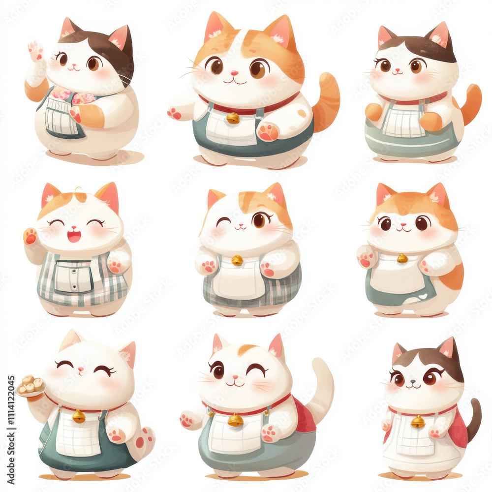 Fototapeta premium main character,cat,simple,cute,baby,puppy,fullbody shot,varlious 