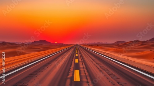 Dubai Desert Highway Golden Hour, Vibrant Sands, Instagrammable Road