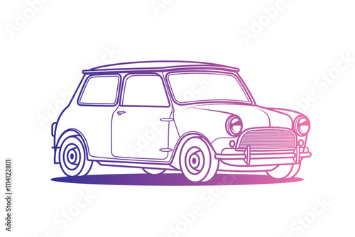 Racing retro car. Original vector illustration in vintage style.
