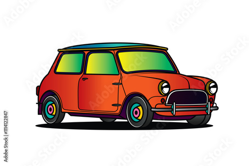 Racing retro car. Original vector illustration in vintage style.