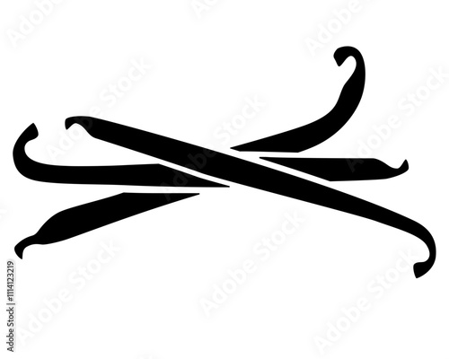Vanilla pod - vector silhouette illustration for logo or pictogram. Vanilla pods, spices - element for sign or icon	