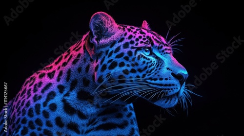 Neon leopard wildlife animal mammal.