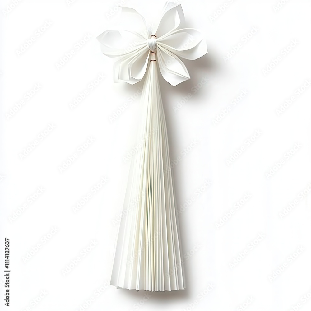 Elegant white decorative flower made from paper strips, white isolate background. Elegant white decorative flower made from paper strips, white isolate background.