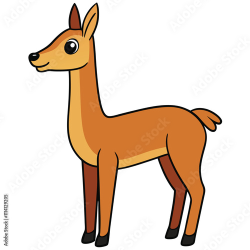 Vector guanaco in flat style. Cute and simple cartoon