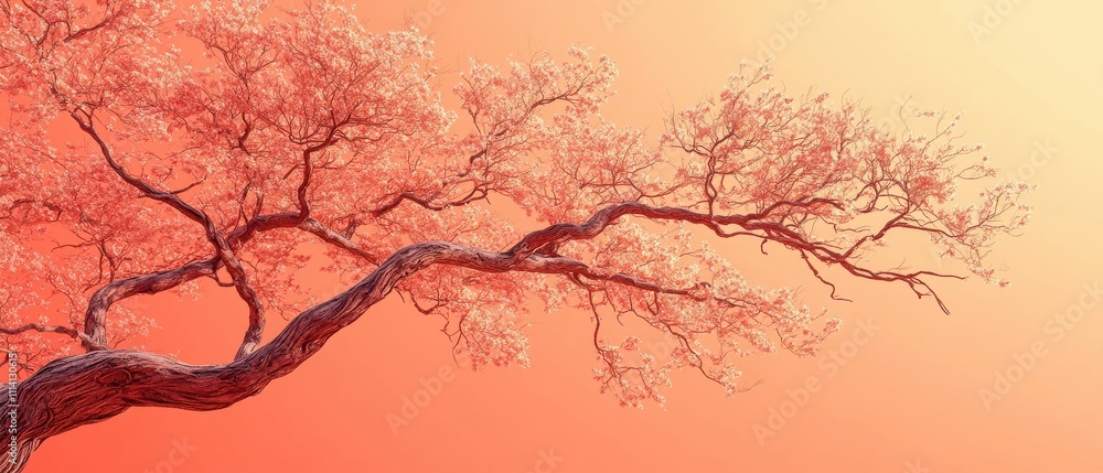 Fototapeta premium [Sunset Picnics twilight blankets] Orange Blossom Tree Against Soft Pink Sky at Dawn or Dusk
