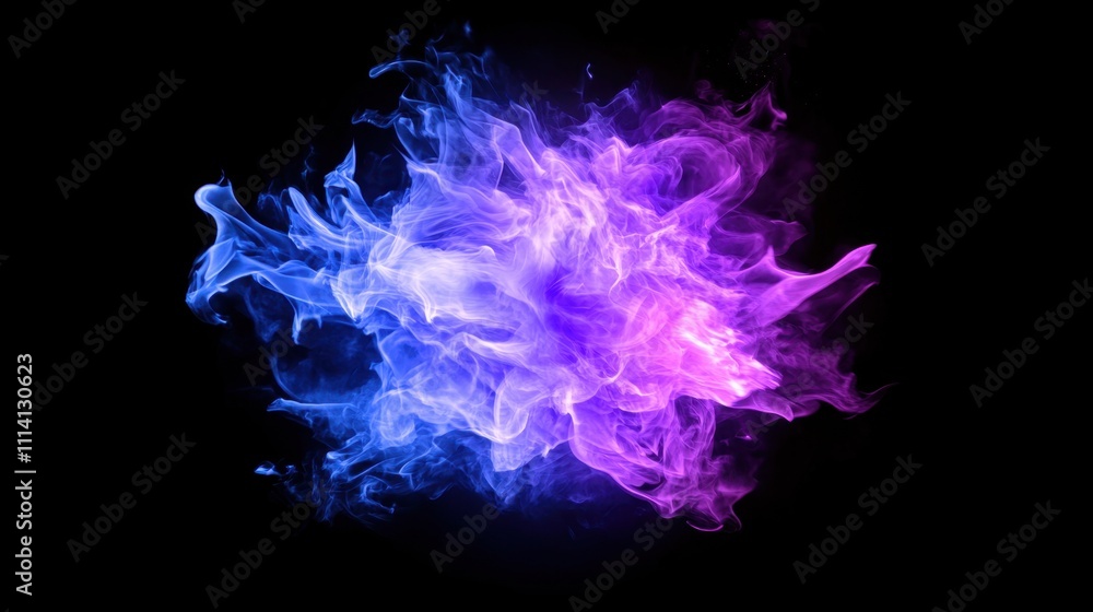 Obraz premium Vibrant explosion of blue and purple flames against a dark background