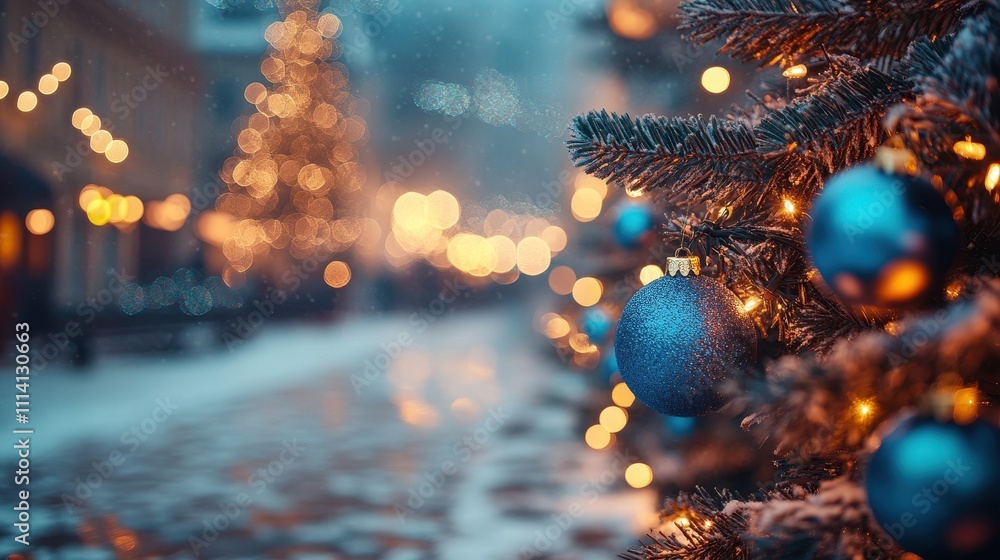 Stunning blue bokeh created by Christmas lights, perfect for festive decorations and holiday ambiance Stunning blue bokeh created by Christmas lights, perfect for festive decorations and holiday ambiance