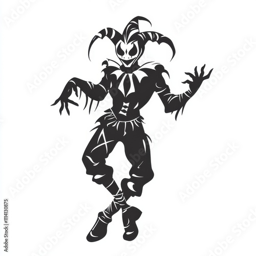 Jester Silhouette, Isolated Illustration on a White Background. photo