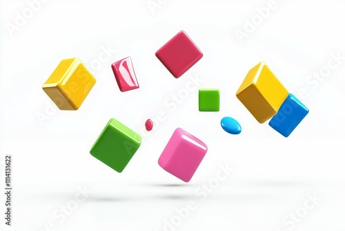 Abstrtact three-dimensional colorful geometric shapes on a white background photo