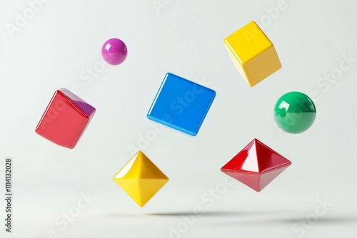 Free Download Abstrtact three-dimensional colorful geometric shapes on a white background - GFXLoad