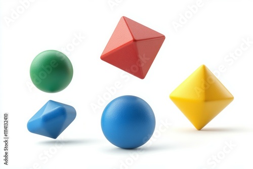 Abstrtact three-dimensional colorful geometric shapes on a white background photo