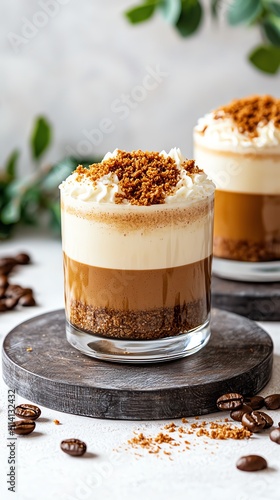Cappuccino foam art and desserts styled elegantly, Coffee and Bakery, desserts cappuccino