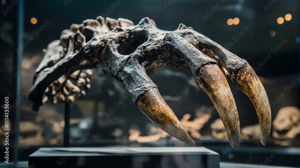 Fototapeta premium Fossil Prehistoric Dinosaur Claw Exhibit