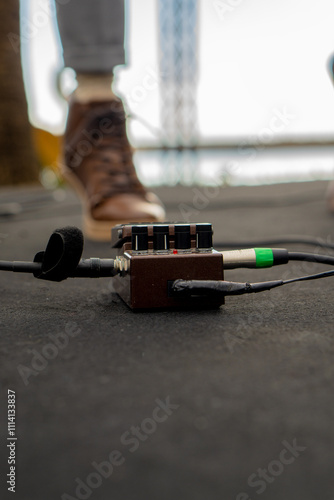 Wallpaper Mural Close up shot of electric guitar pedal on stage during a concert Torontodigital.ca