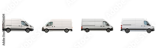 White cargo van car template in different angles. on White Background