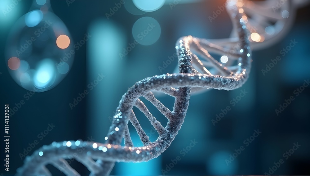 Unraveling Life's Code: A mesmerizing close-up of a DNA helix, gleaming with scientific wonder. Explore the intricacies of genetics! Unraveling Life's Code: A mesmerizing close-up of a DNA helix, gleaming with scientific wonder. Explore the intricacies of genetics!