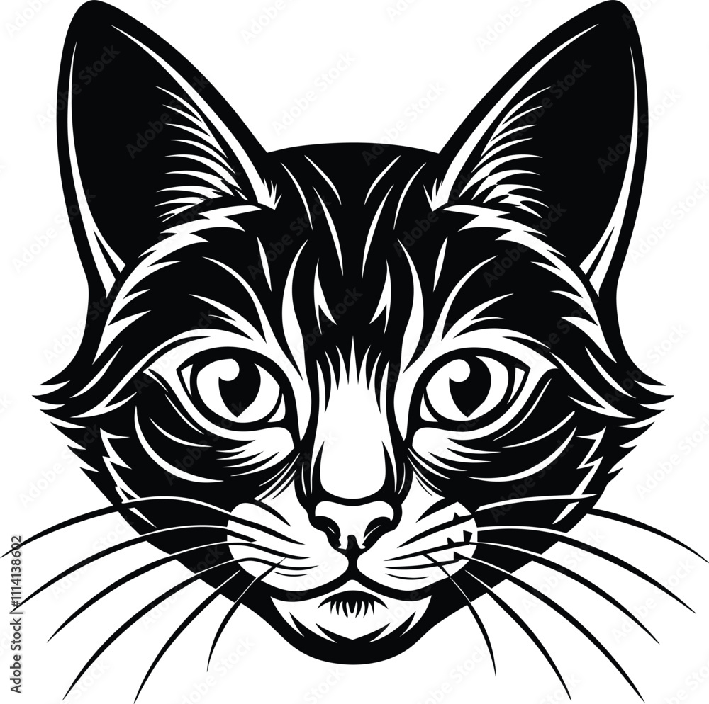 Obraz premium Vector of a cat face on white background