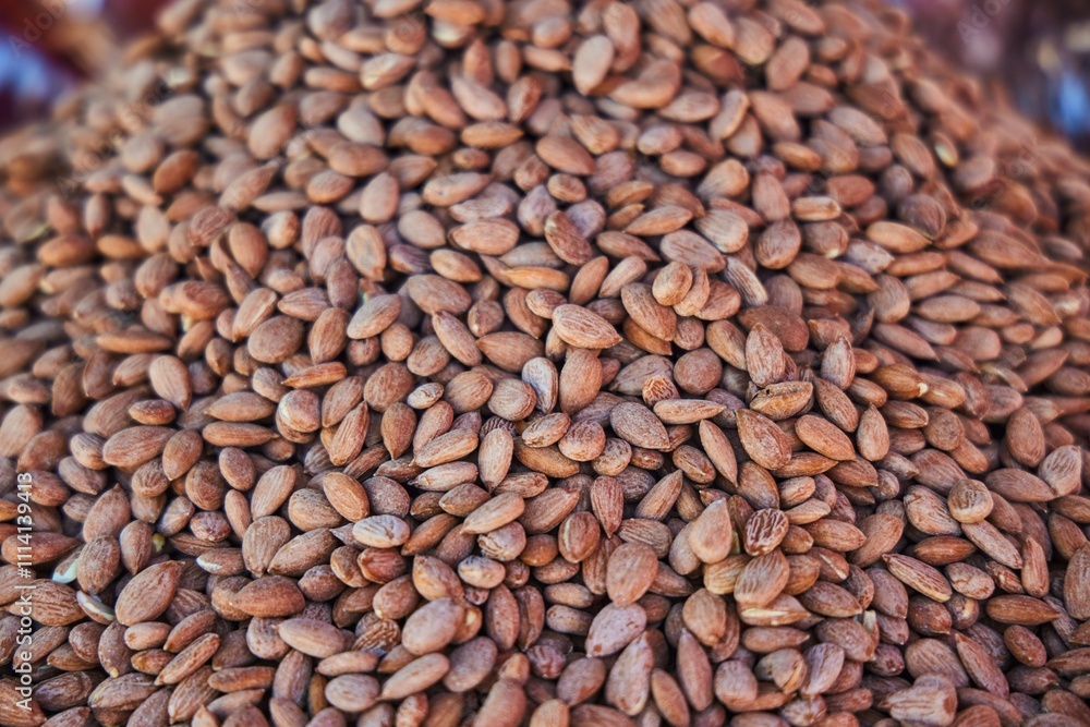 Almonds, peeled. A viral dessert or snack. Lots of nuts, texture Almonds, peeled. A viral dessert or snack. Lots of nuts, texture