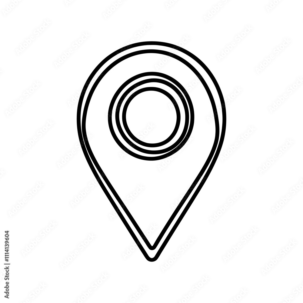 Linear location pin icon, isolated on white background. Black hand drawn map pin symbol. Vector illustration Linear location pin icon, isolated on white background. Black hand drawn map pin symbol. Vector illustration