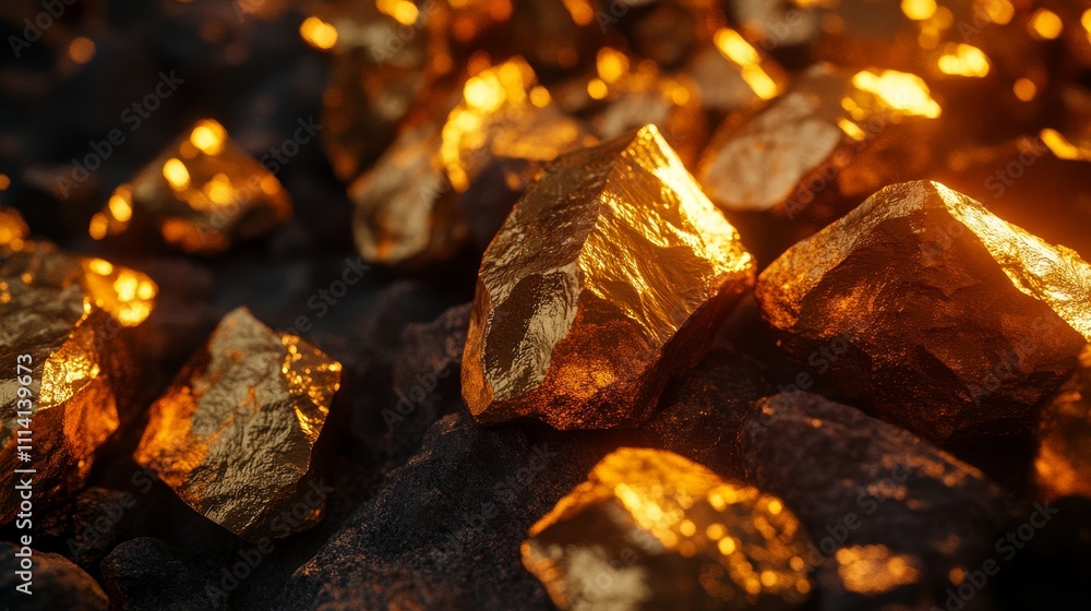fresh gold glowing with warm lights and shining with dark background fresh gold glowing with warm lights and shining with dark background