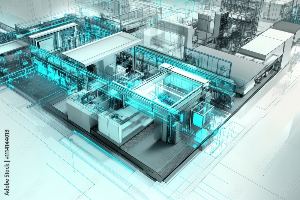Technological engineers factory, machines, artificial intelligence, industrial tools, engineers control Technological engineers factory, machines, artificial intelligence, industrial tools, engineers control