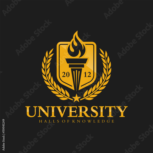 University college school badge logo design vector image. Education badge logo design