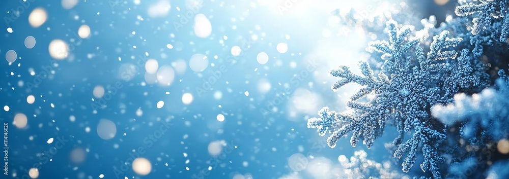 Snowflakes falling on blue background with white snow, Christmas and New Year concept. Winter snowflake vector illustration with snowing sky. Snowflakes falling on blue background with white snow, Christmas and New Year concept. Winter snowflake vector illustration with snowing sky.