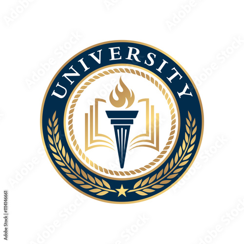University college school badge logo design vector image. Education badge logo design