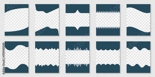 Set of Separator Shapes. Abstract Curve Lines, Wave Frame for Web Page. Template Divider Header for App, Banners or Posters. Isolated Vector Illustration