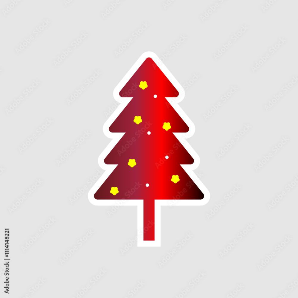 Fototapeta premium christmas tree with red ribbon