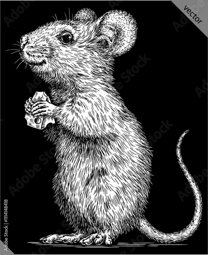 Vintage engraving isolated mouse set illustration mice ink sketch. Rat background rodent silhouette hamster art. Black and white hand drawn vector image