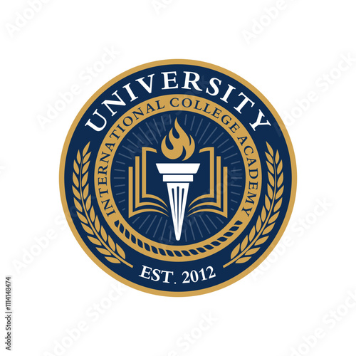 University college school badge logo design vector image. Education badge logo design