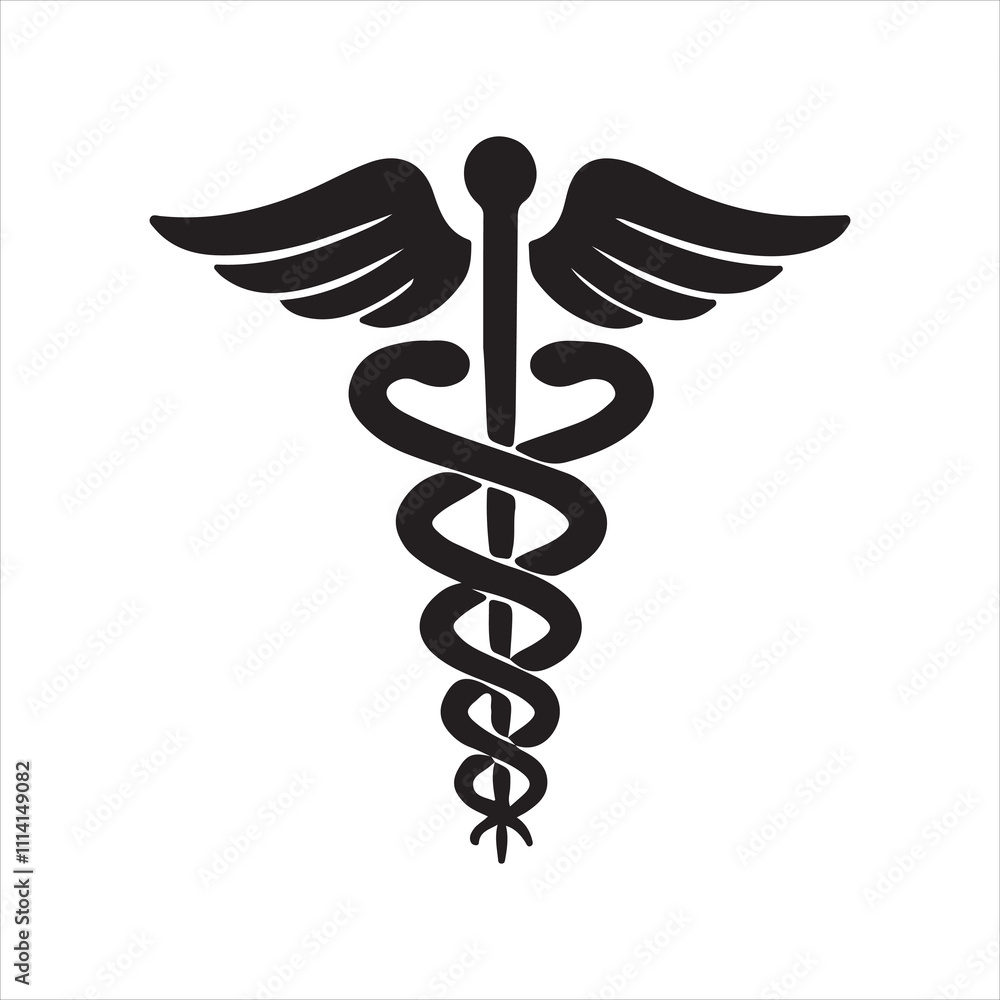 Φωτογραφία caduceus medical symbol on white background