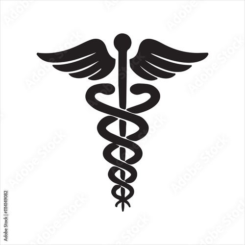 caduceus medical symbol on white background photo