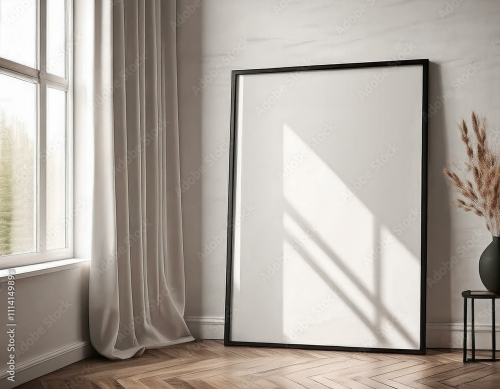 Modern interior design mockup showcasing a stylish living room with a cozy ISO A paper size frame for artistic expression. Modern interior design mockup showcasing a stylish living room with a cozy ISO A paper size frame for artistic expression.