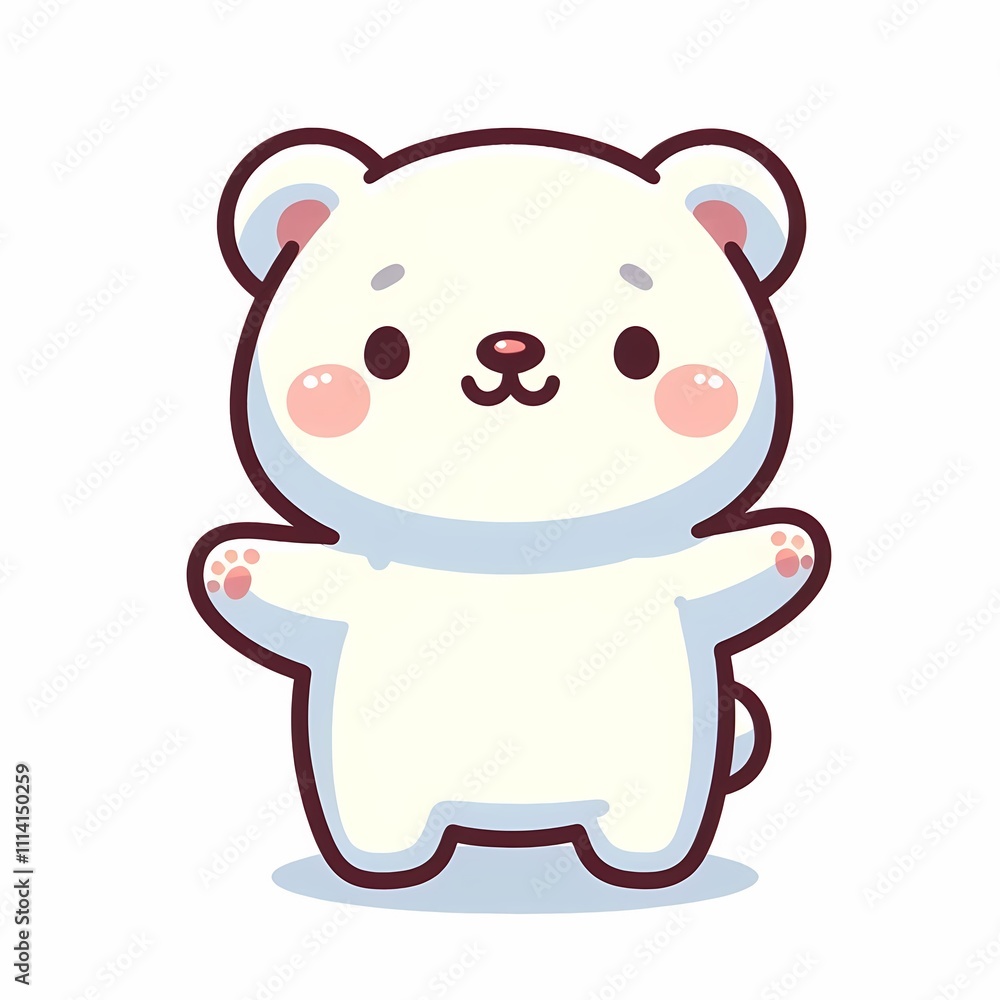 Fototapeta premium Chibi Flat Style Polar Bear Illustration on White Background